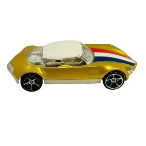 Hot Wheels Avant Garde Gold Sports Car Diecast Red Blue Stripes Silver interior
